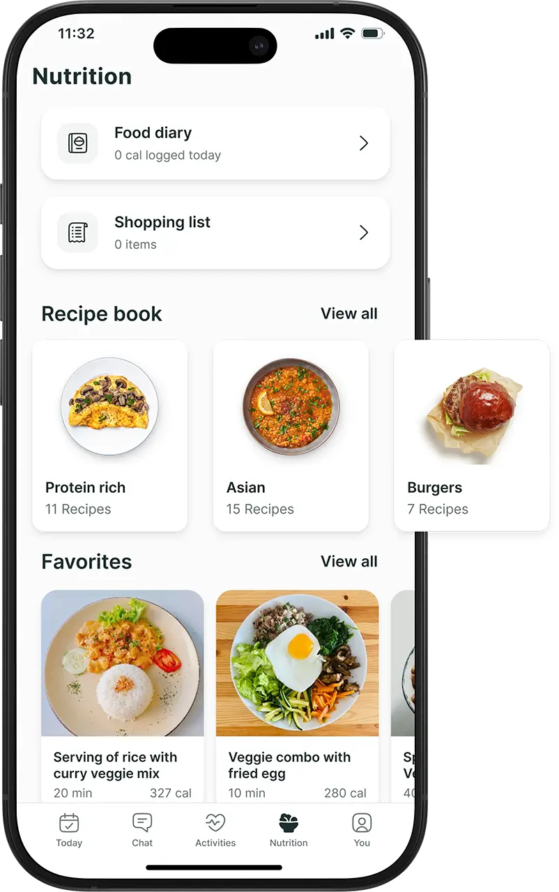 Fitness app with nutrition features