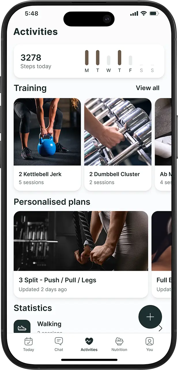 Fitness app's workout feature