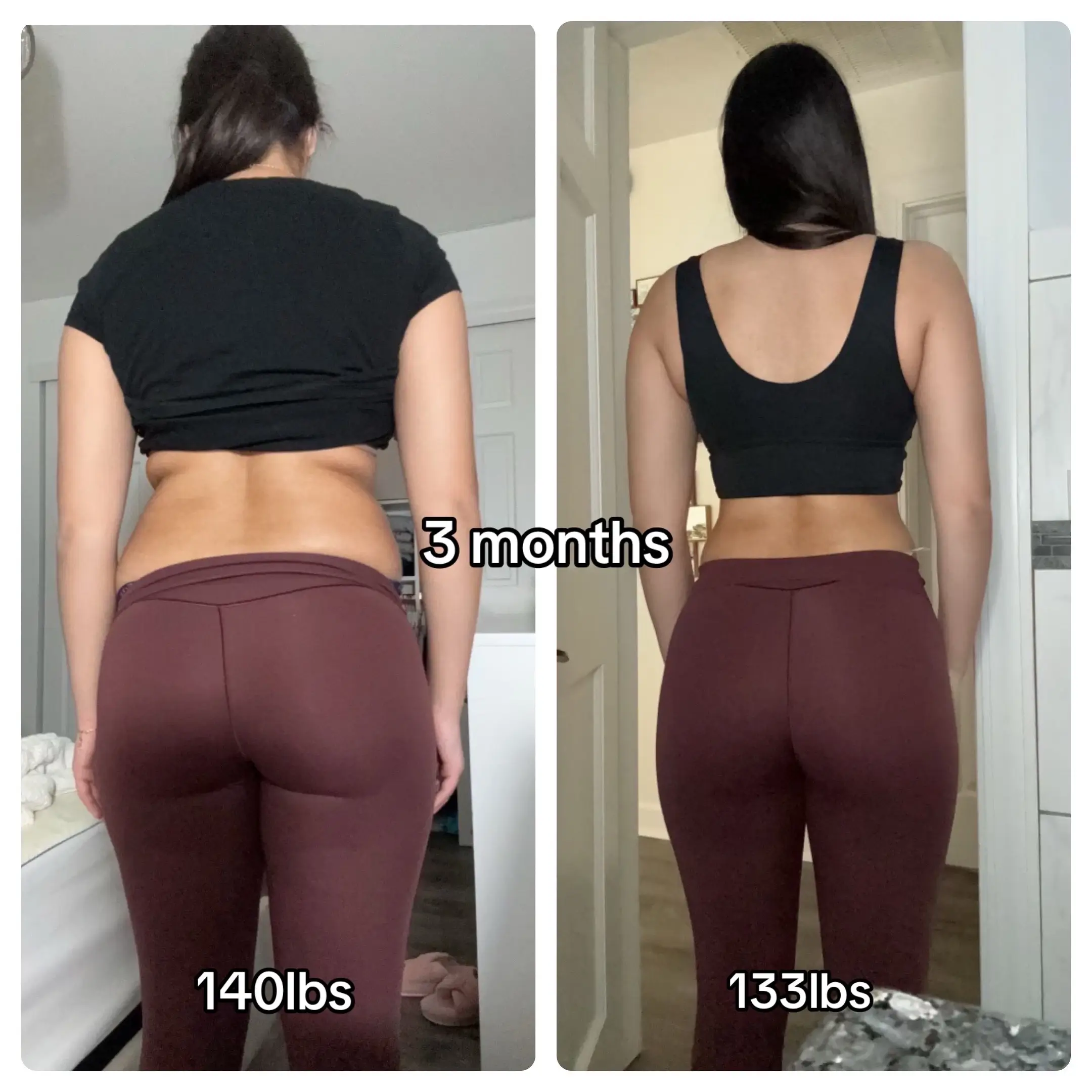 Female showing before and after physique from personal training