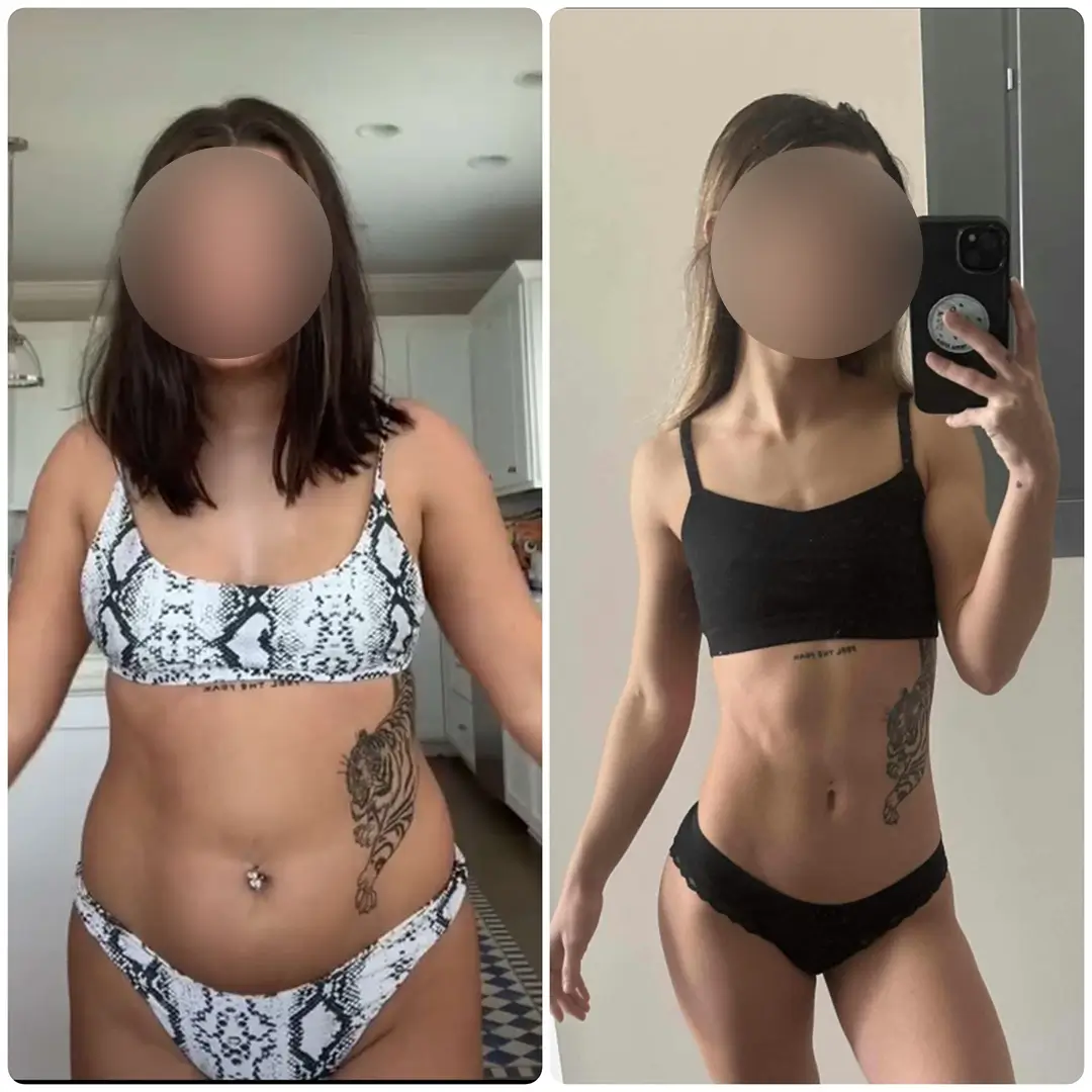 Female taking pic of before and after physique from personal training